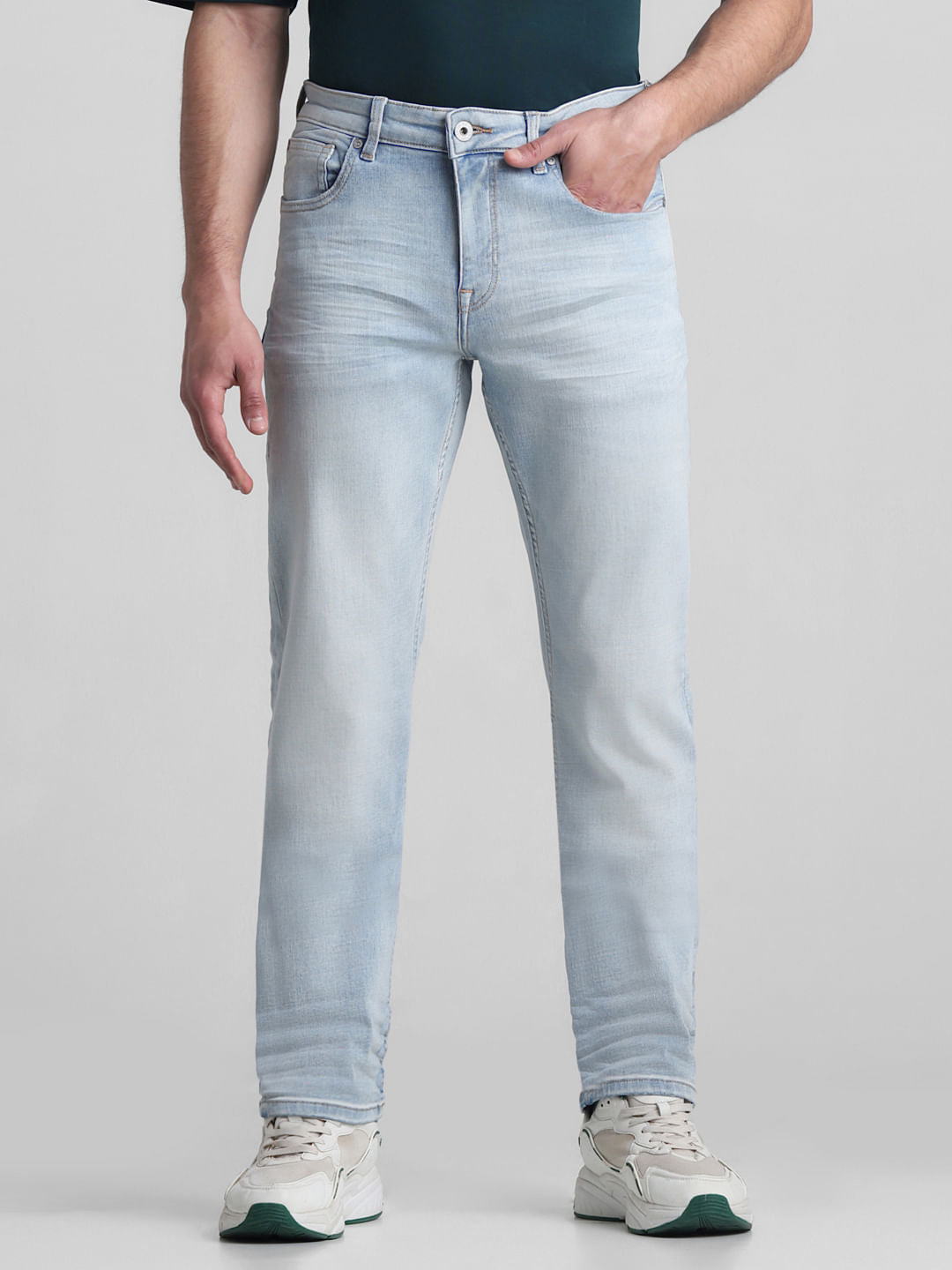 Light Blue Mid Rise Clark Regular Fit Jeans - 28/30