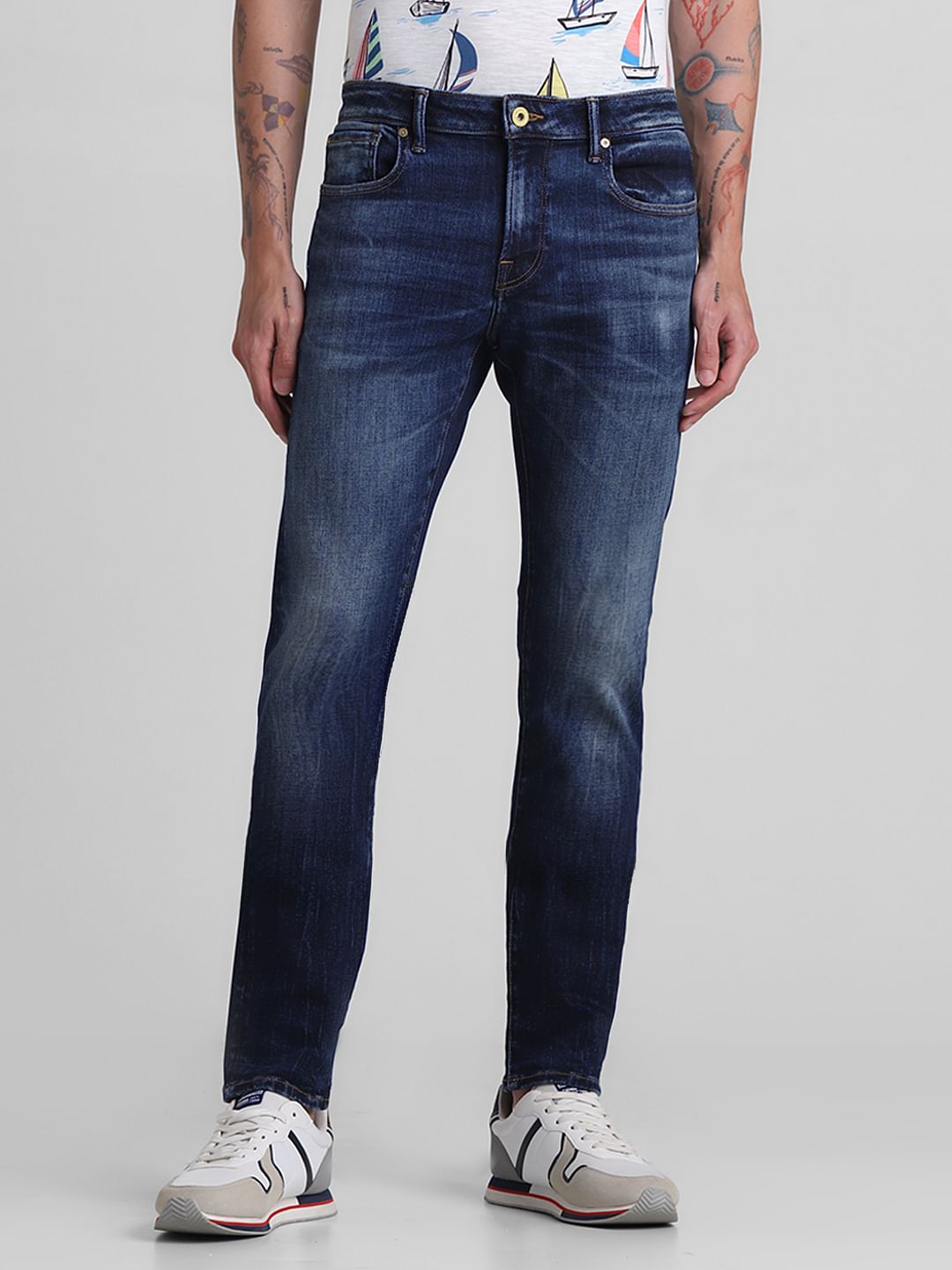 Dark Blue Low Rise Glenn Slim Fit Jeans - 28/30