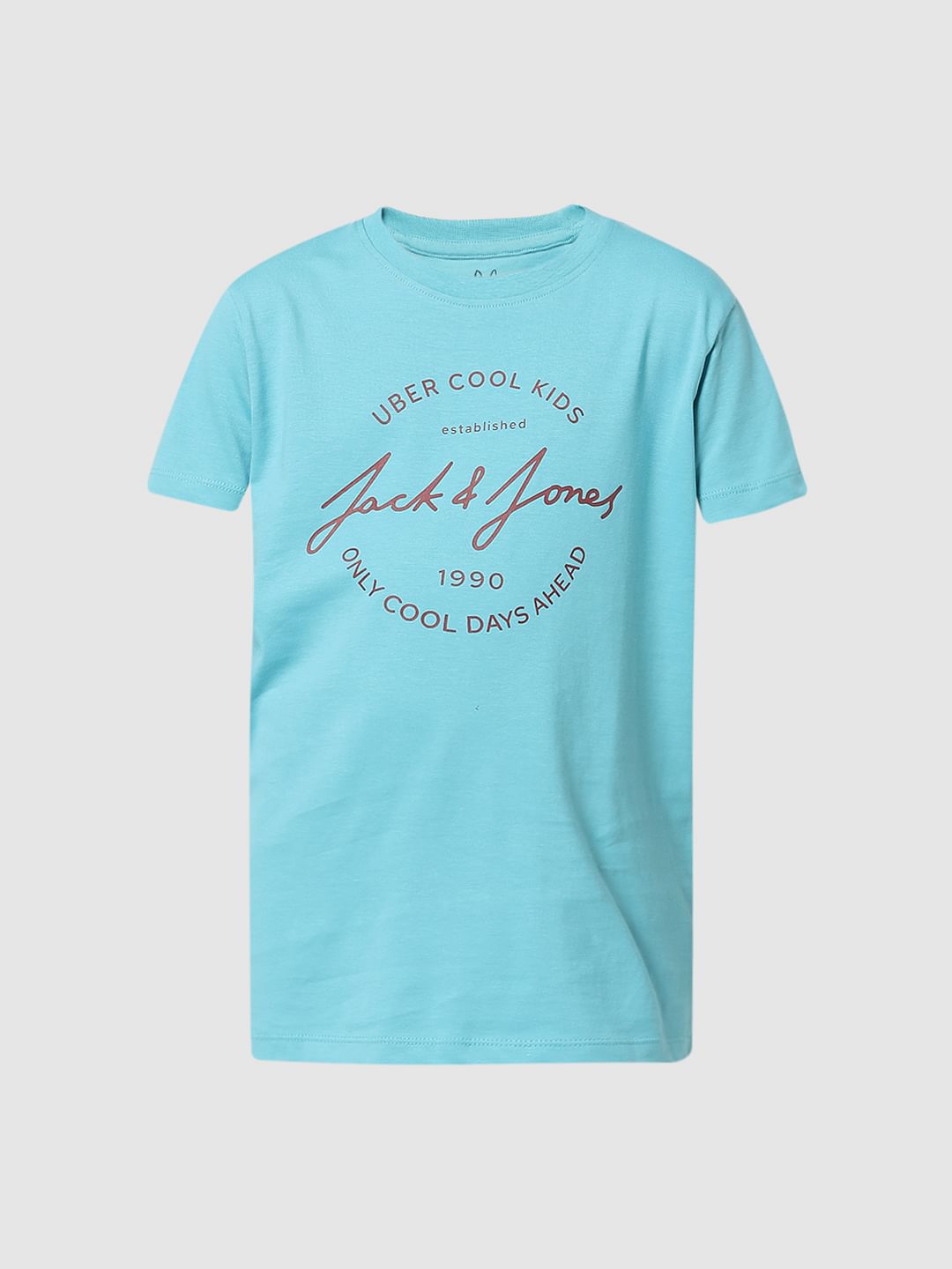 Light Blue Round Logo Print T-shirt