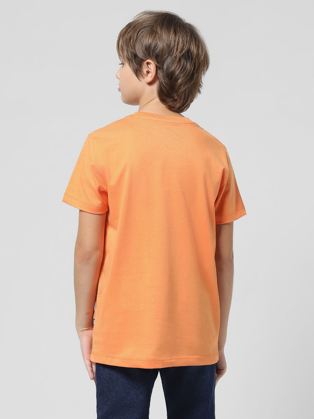 Orange Round Logo Print T-shirt