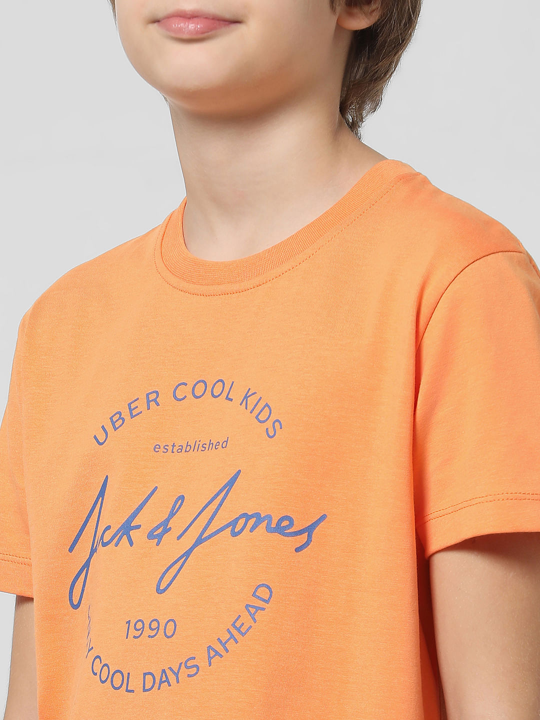 Orange Round Logo Print T-shirt