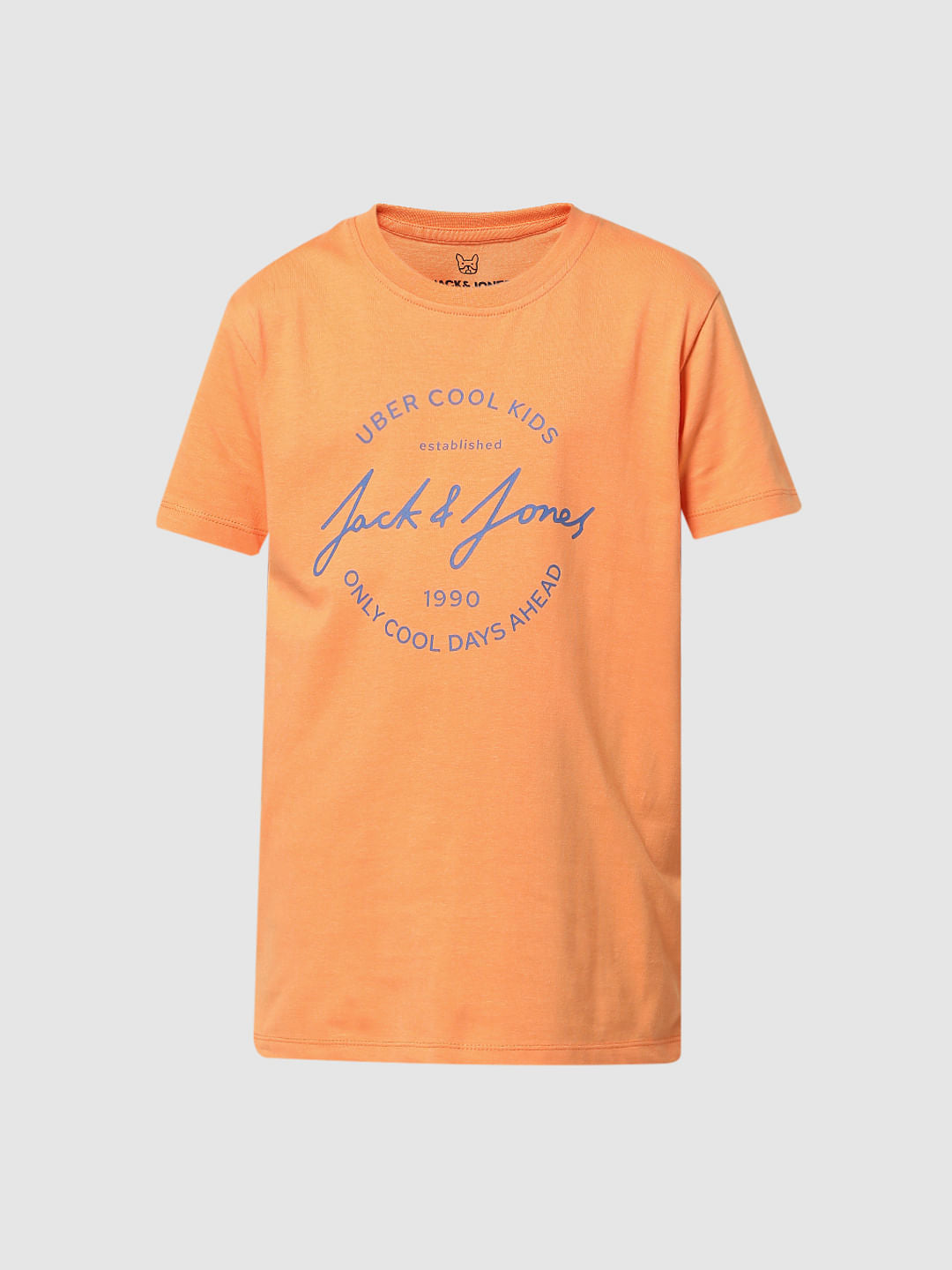Orange Round Logo Print T-shirt