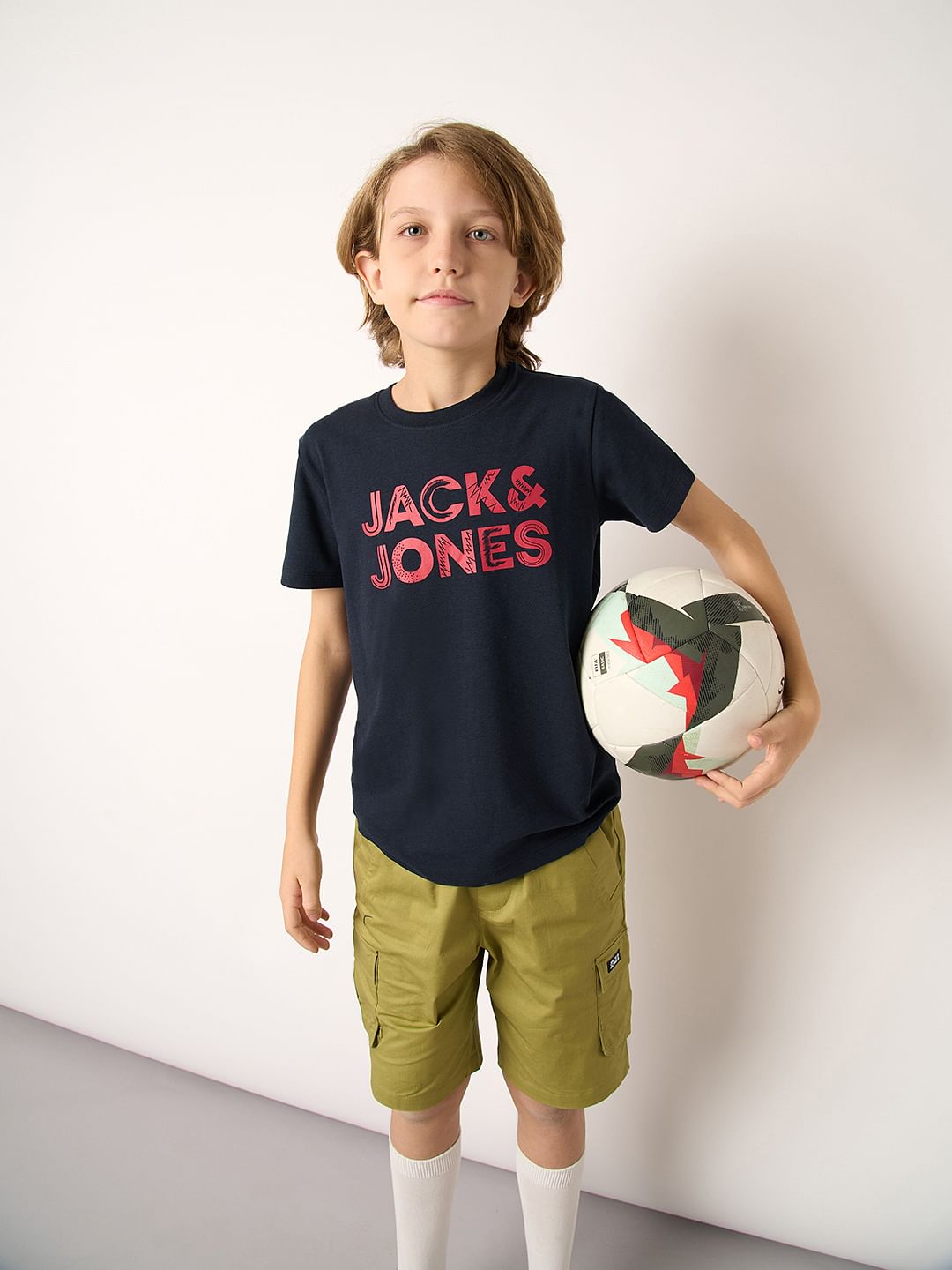 Boys Navy Blue Logo Print T-shirt - 4/5Y
