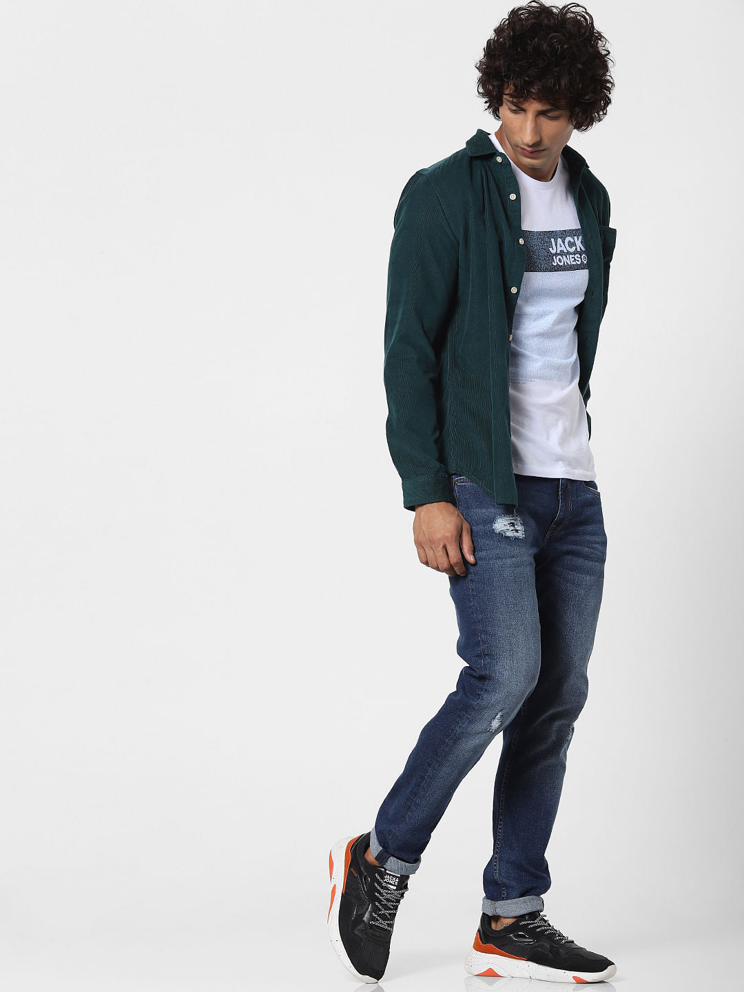 Blue Low Rise Glenn Distressed Slim Fit Jeans