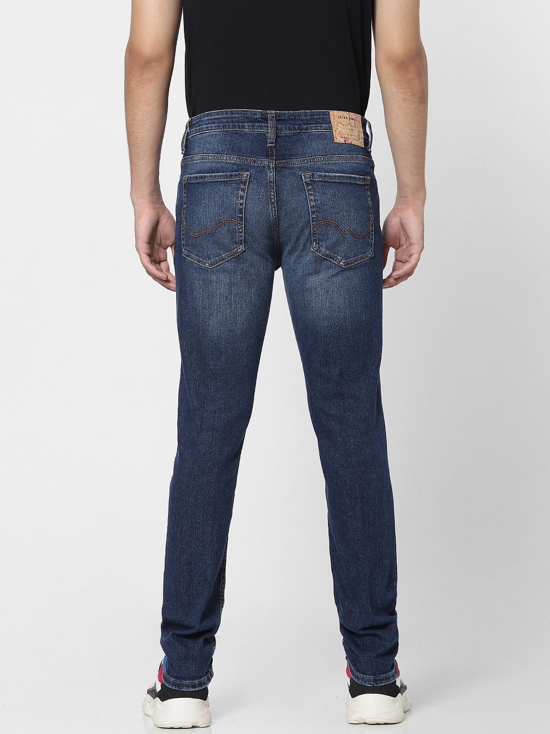 Blue Low Rise Glenn Distressed Slim Fit Jeans