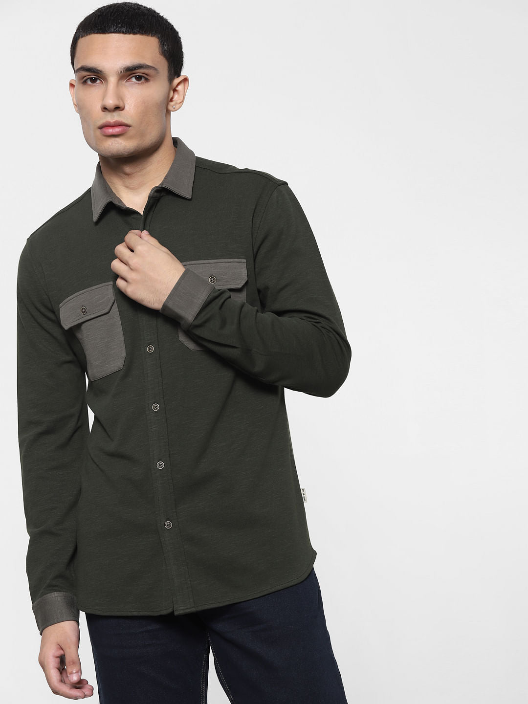 Grey Knit Full Sleeves Shirt