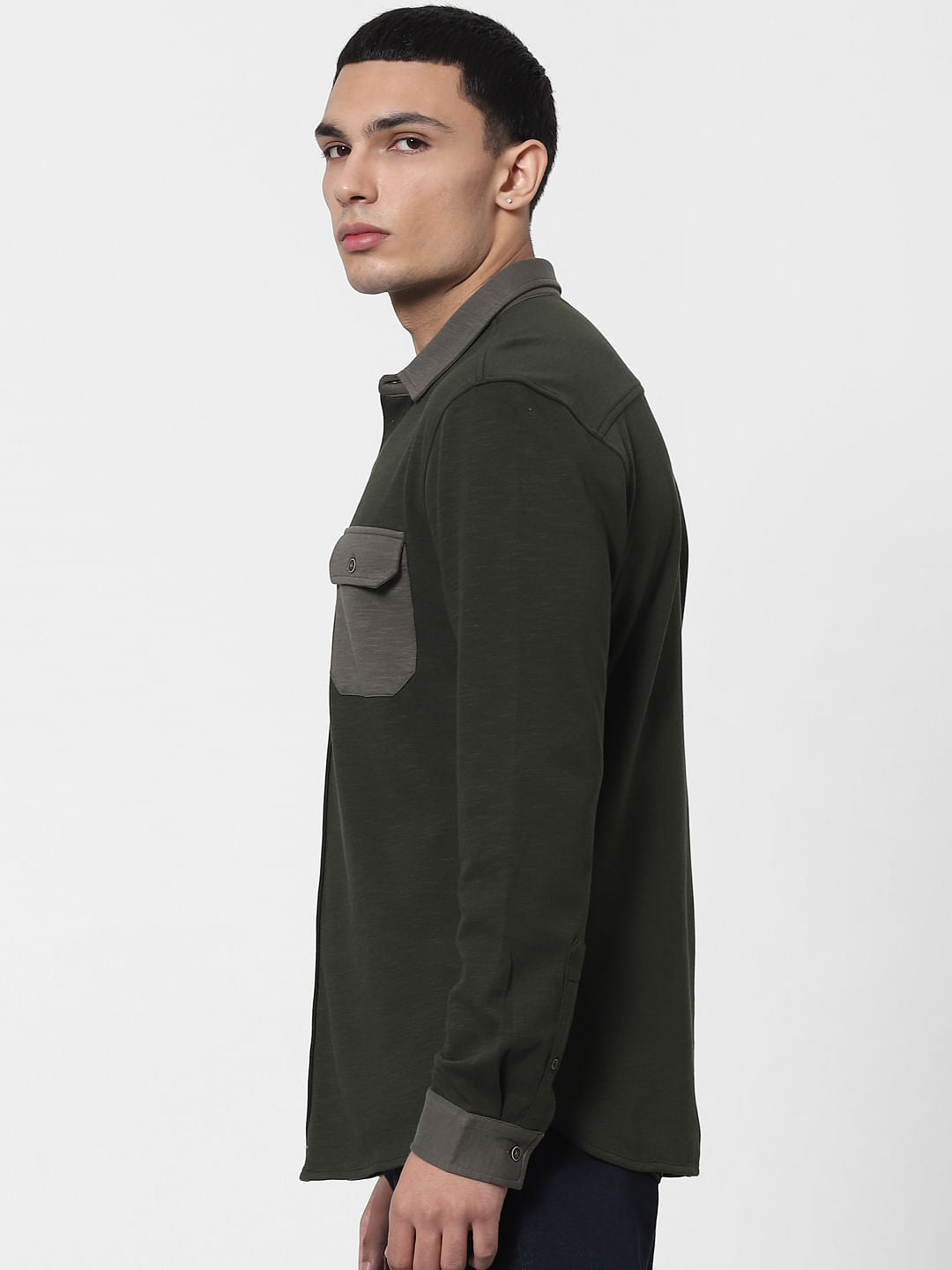 Grey Knit Full Sleeves Shirt