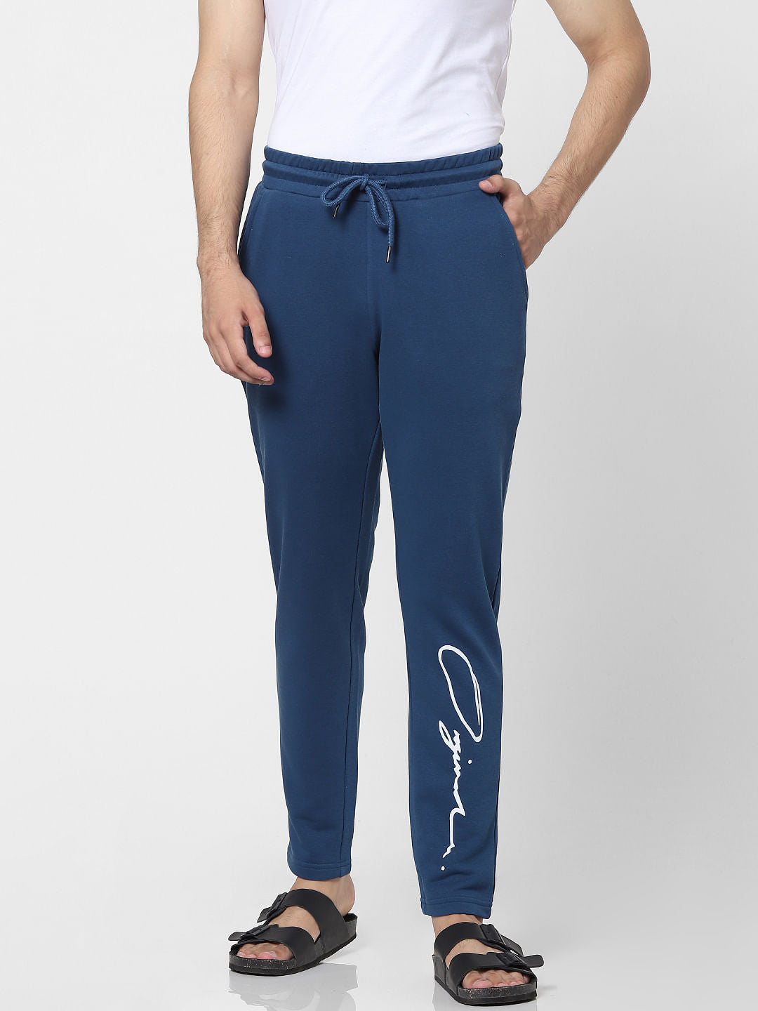 Blue Mid Rise Sweatpants
