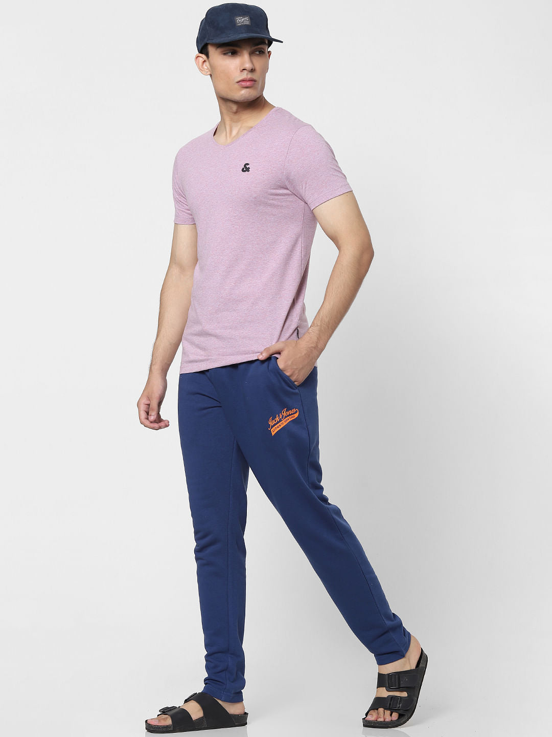 Blue Mid Rise Logo Print Sweatpants - S