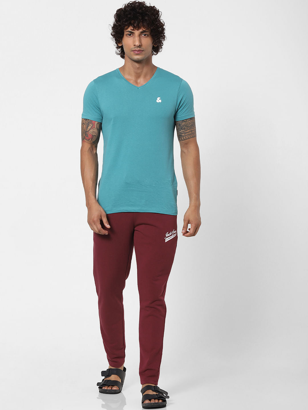 Maroon Mid Rise Logo Print Sweatpants - S