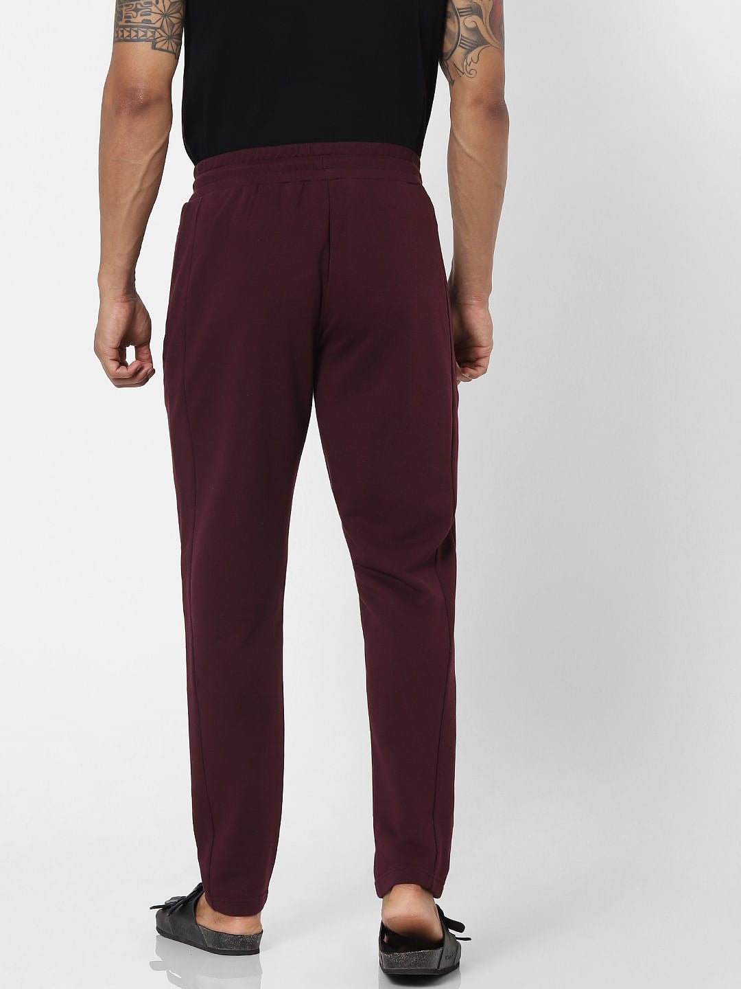 Burgundy Mid Rise Zip Pocket Sweatpants