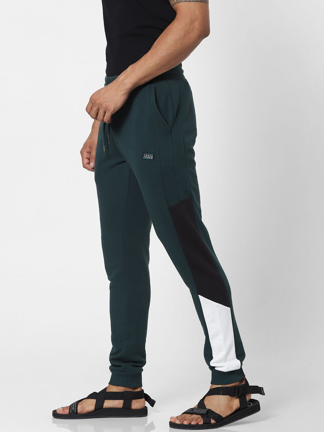 Green Mid Rise Colourblocked Sweatpants