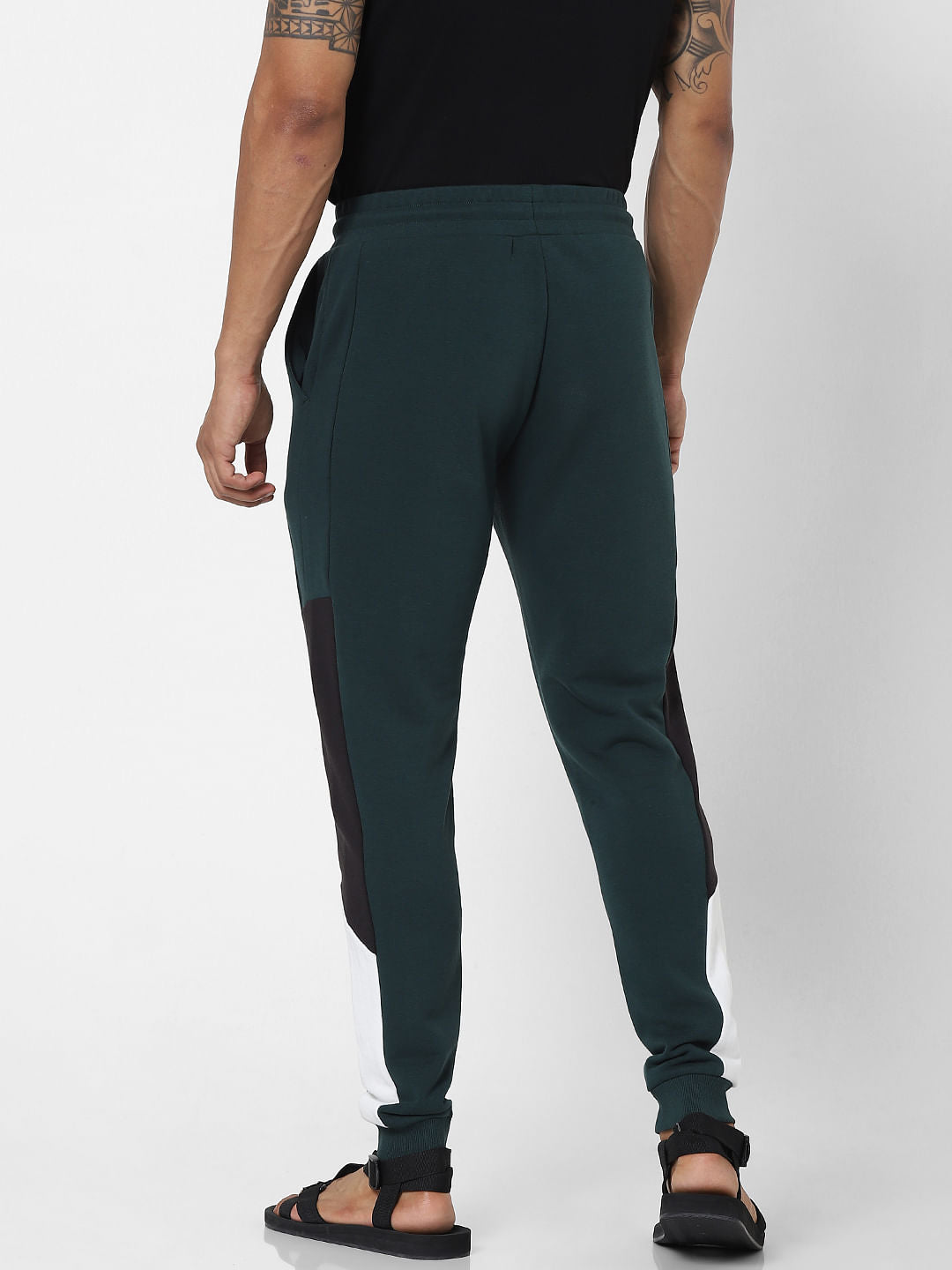 Green Mid Rise Colourblocked Sweatpants