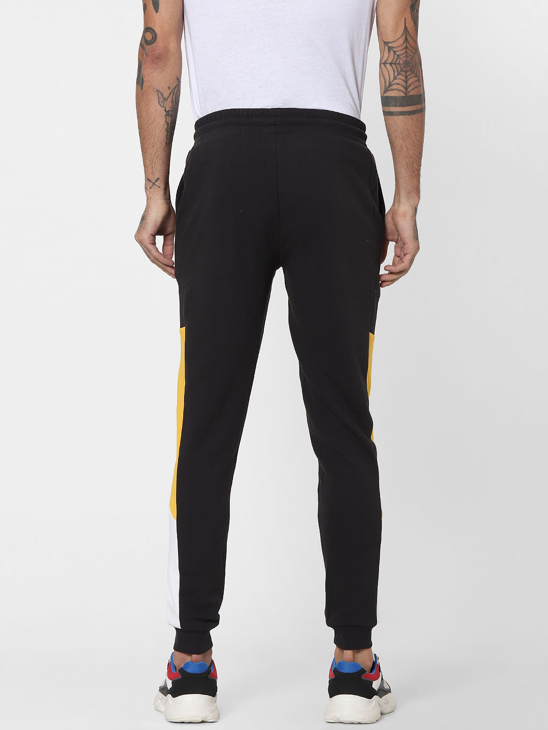 Black Mid Rise Colourblocked Sweatpants