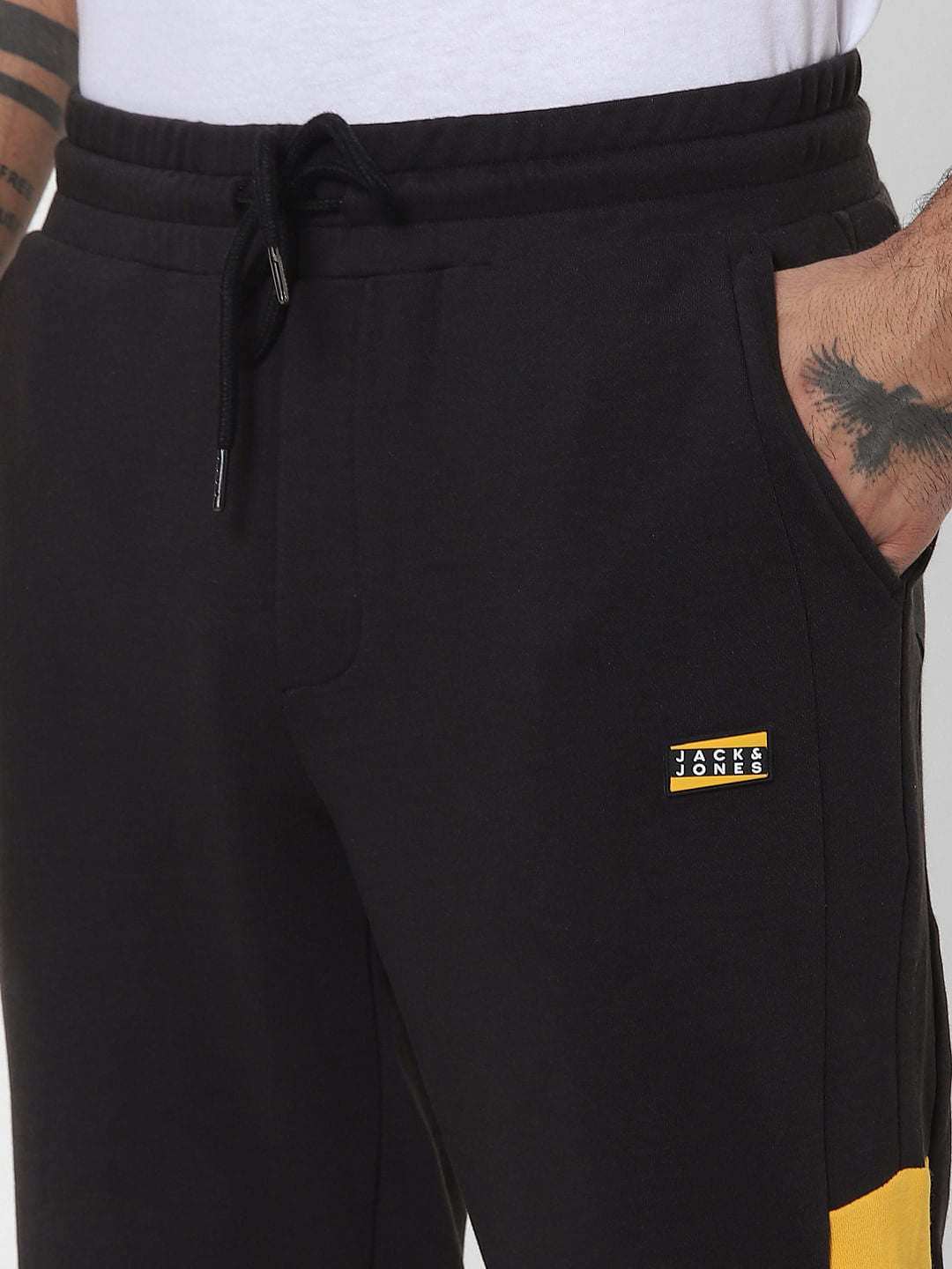 Black Mid Rise Colourblocked Sweatpants