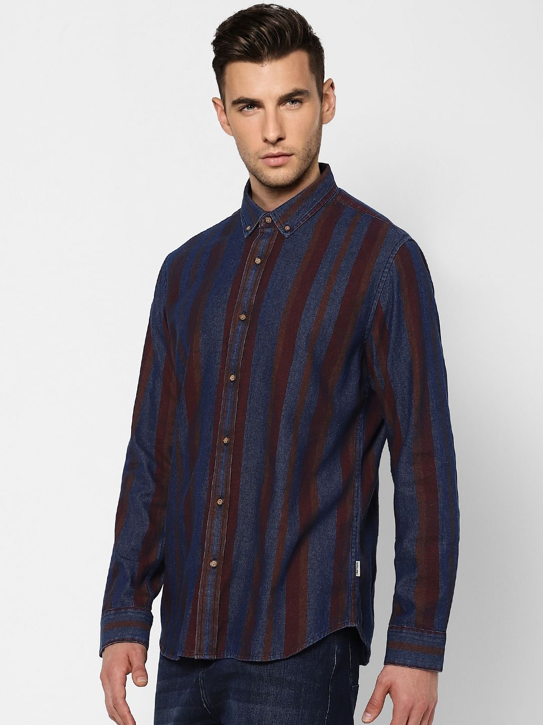 Blue Full Sleeves Striped Shirt