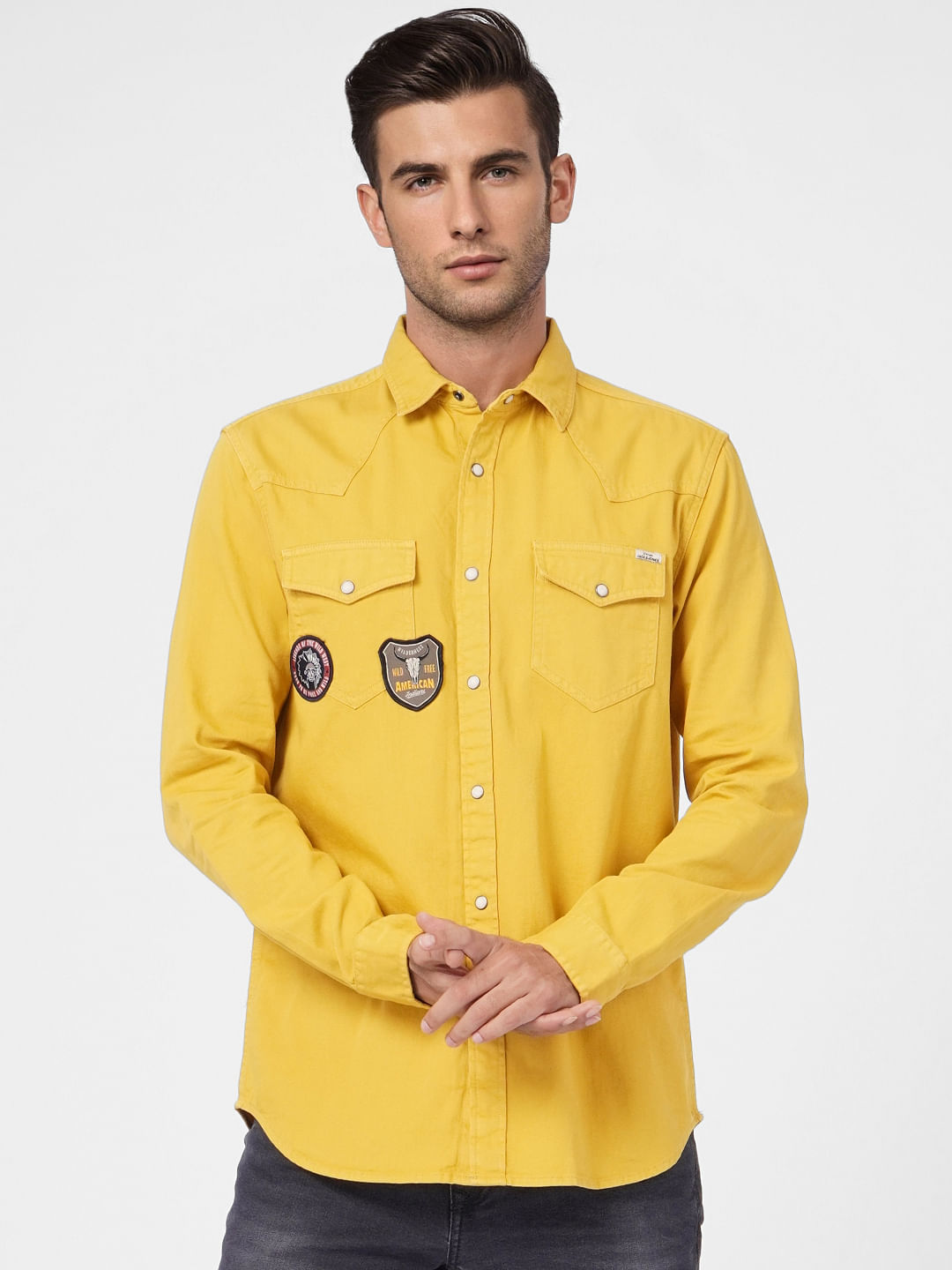 Mustard Patch Pocket Full Sleeves Shirt