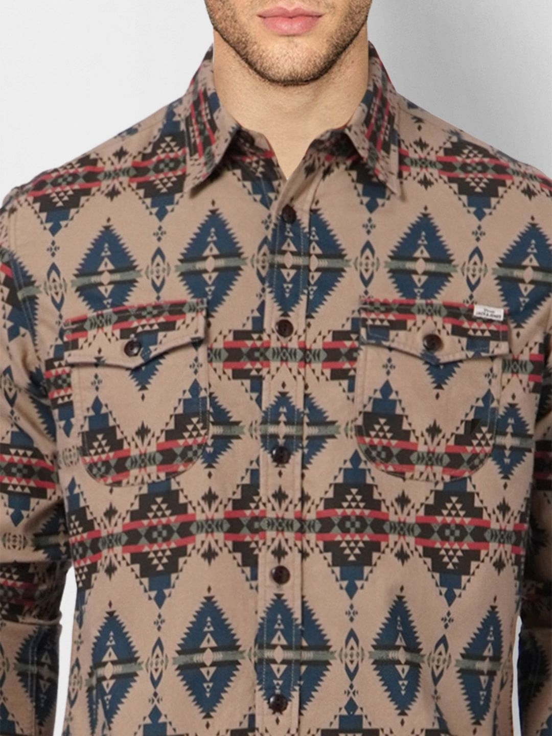 Brown Printed Full Sleeves Shirt