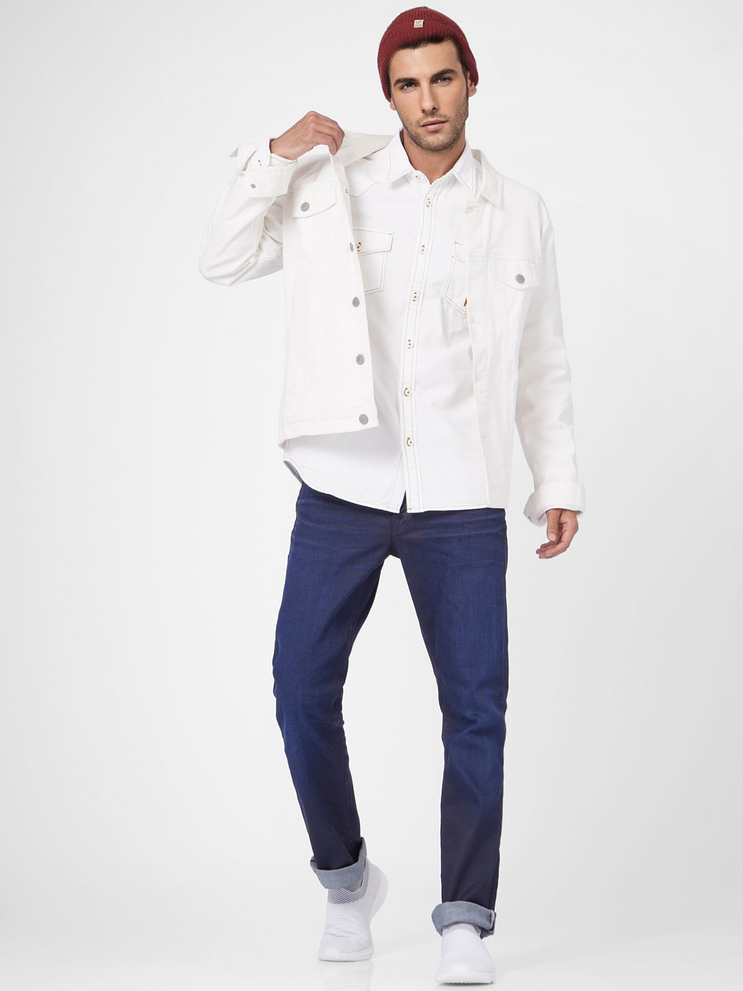 White Embroidery Detail Full Sleeves Shirt