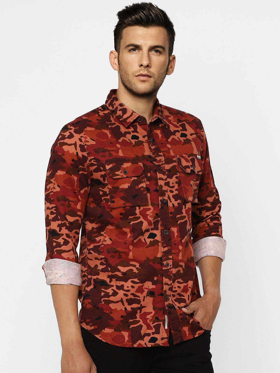 Brown Camo Full Sleeves Shirt