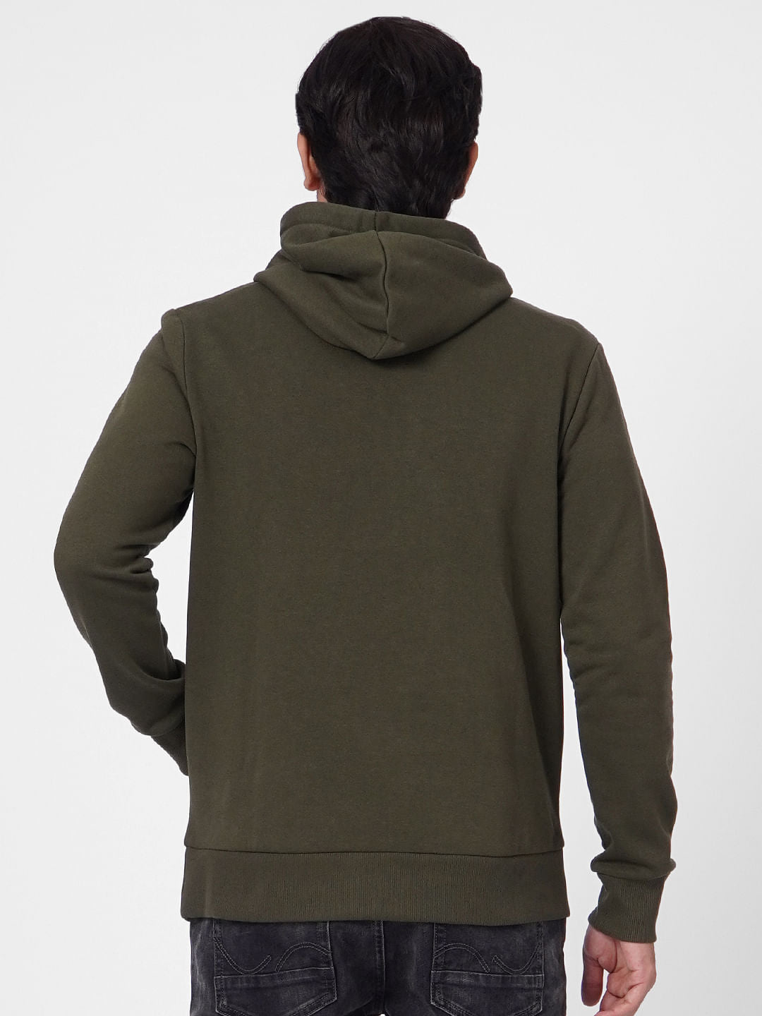Green Logo Print Hooded Sweatshirt