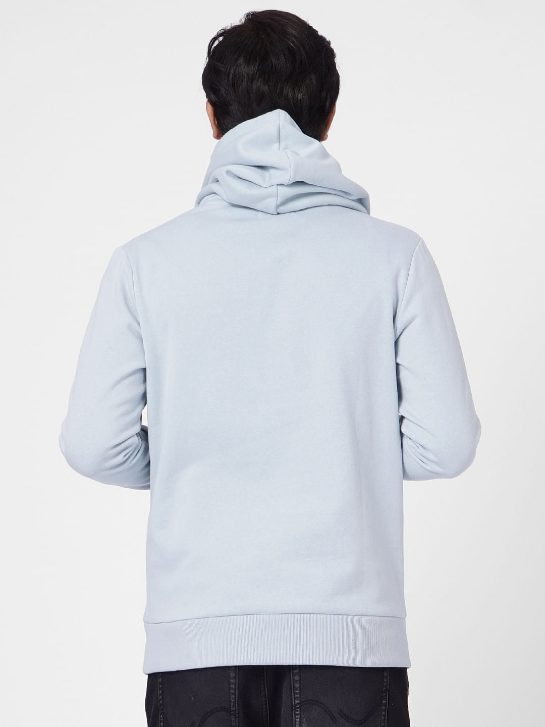 Blue Logo Print Hooded Sweatshirt