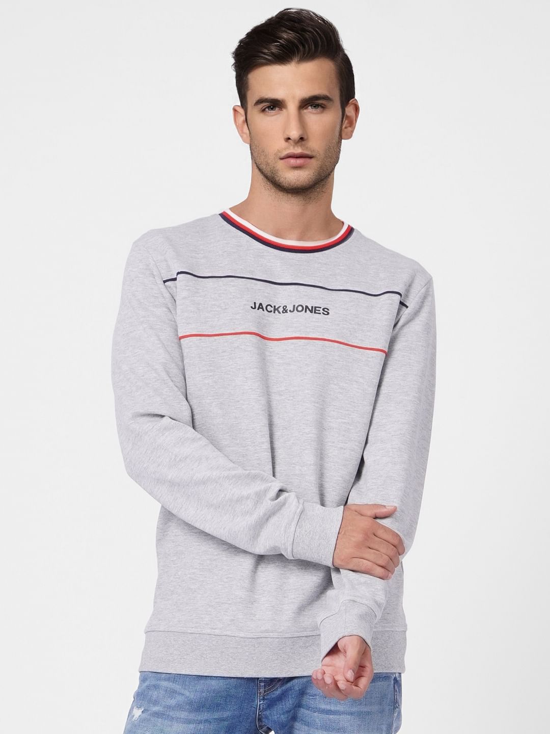 Grey Logo Print Sweatshirt