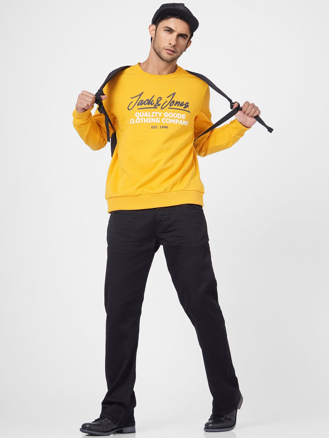 Yellow Text Print Sweatshirt