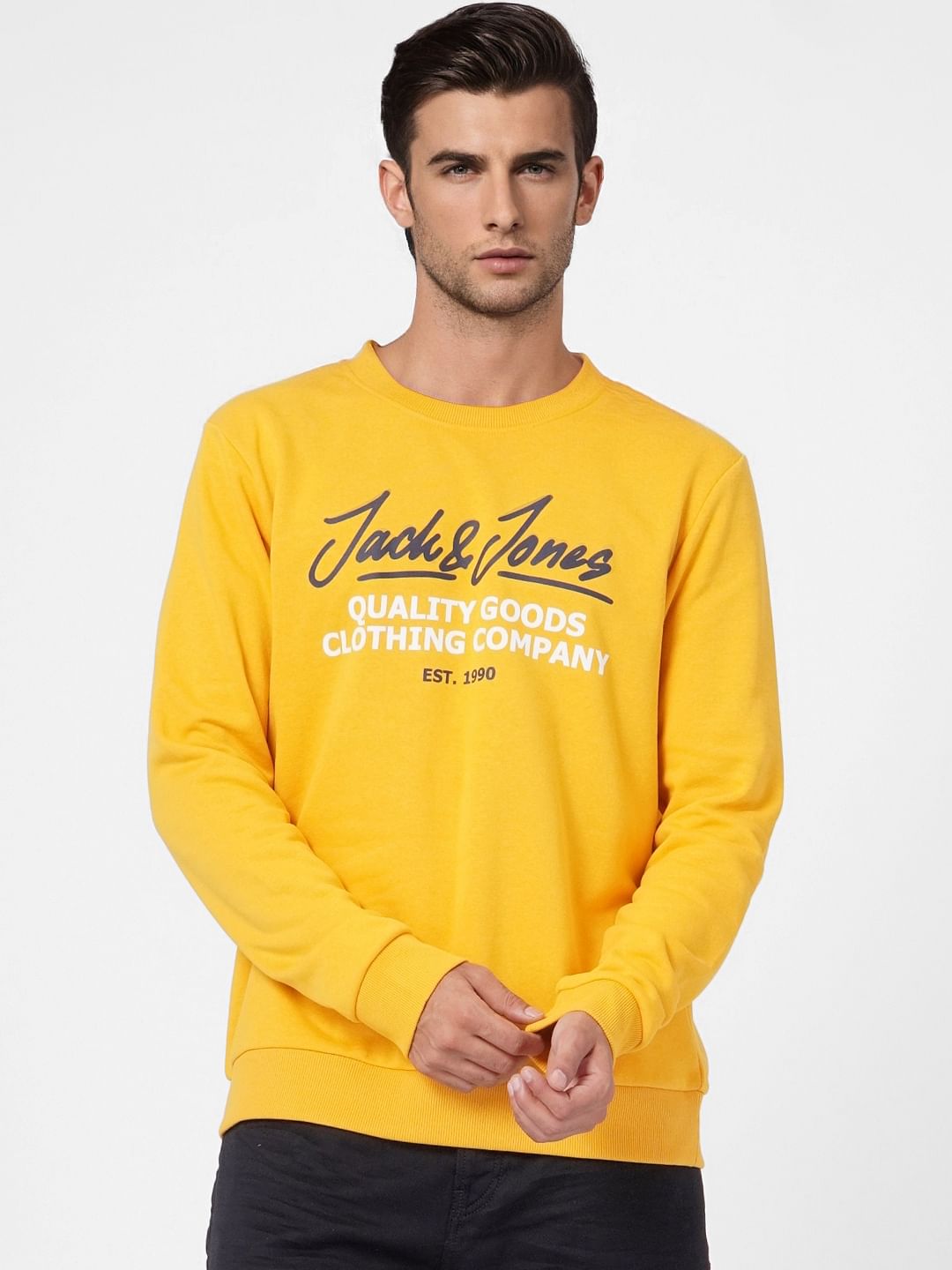 Yellow Text Print Sweatshirt