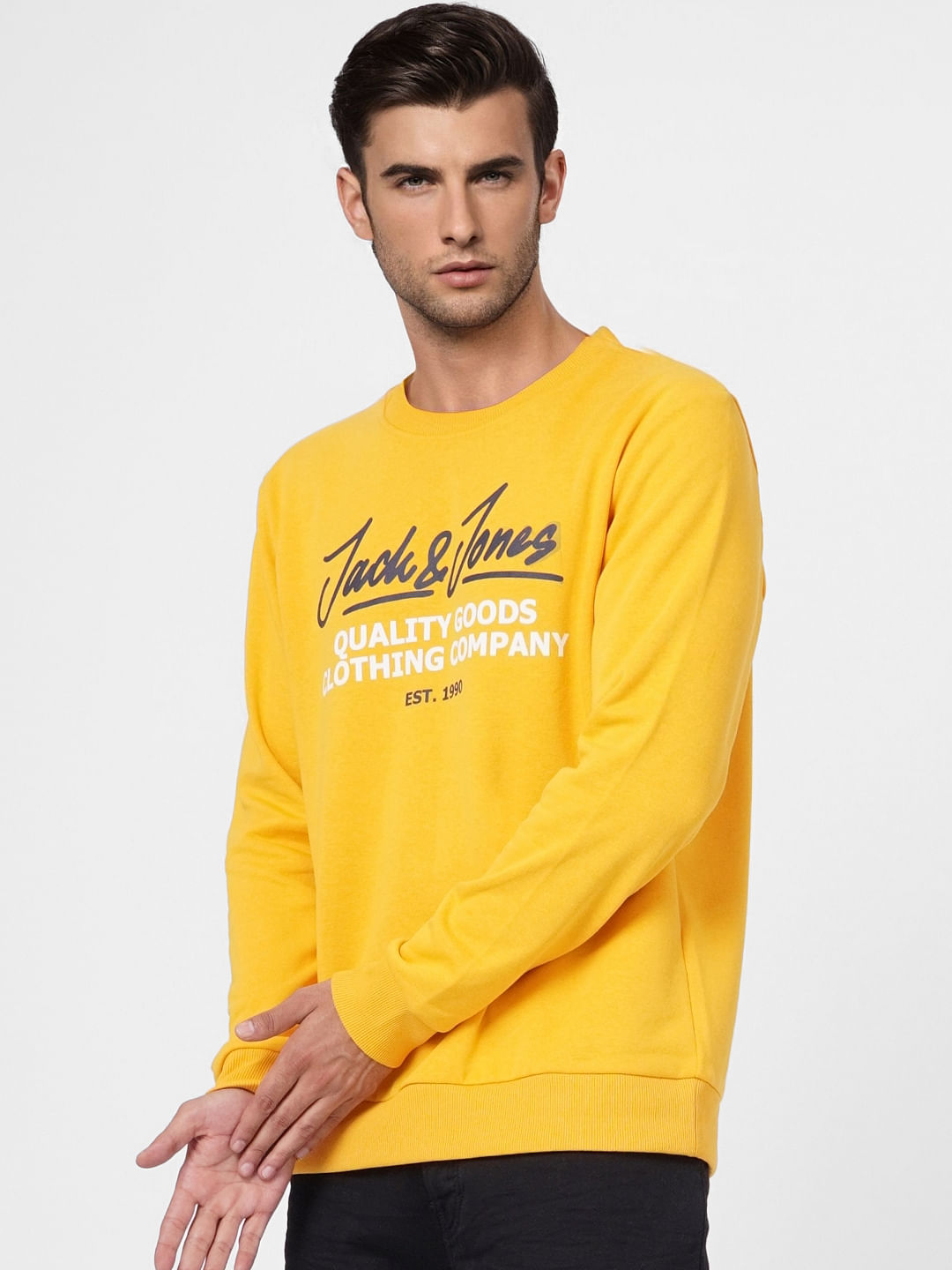 Yellow Text Print Sweatshirt