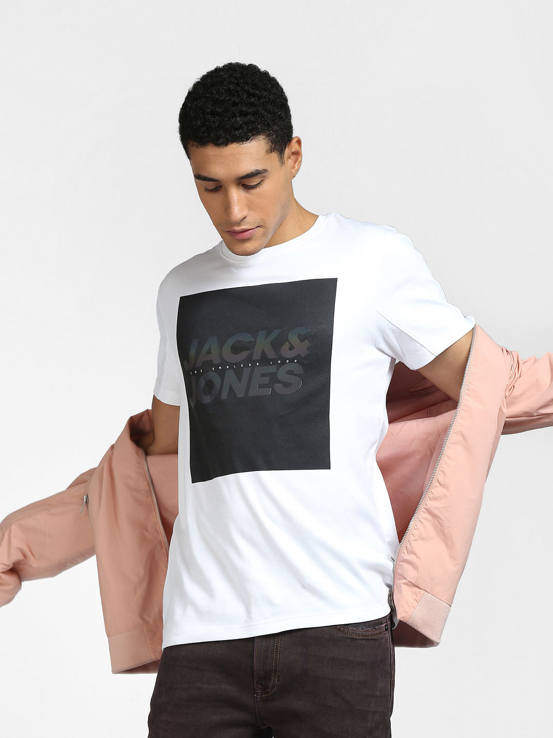 White Graphic Print Crew Neck T-shirt - S
