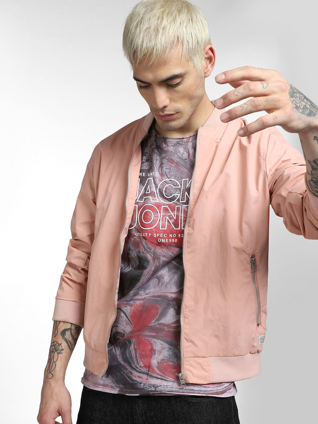 Grey Printed Crew Neck T-shirt - S