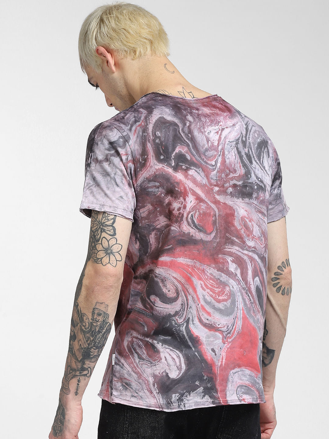 Grey Printed Crew Neck T-shirt