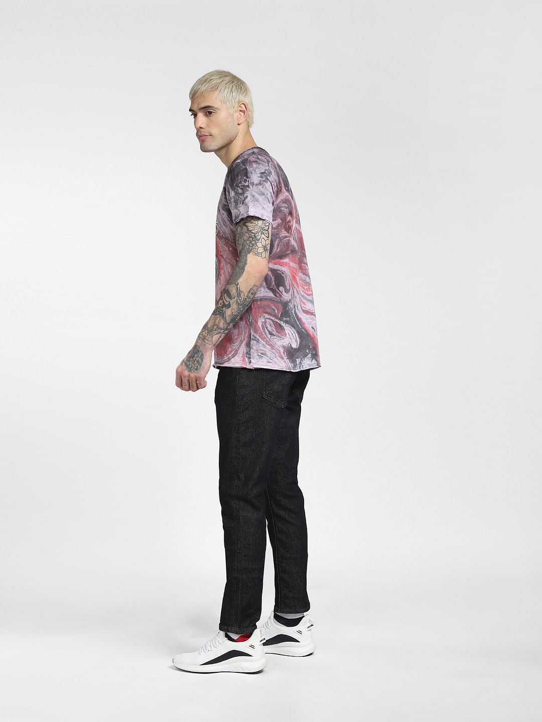 Grey Printed Crew Neck T-shirt