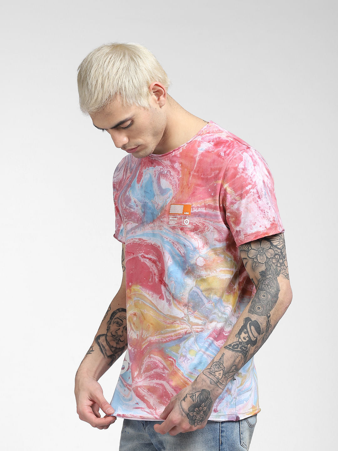 Pink Printed Crew Neck T-shirt