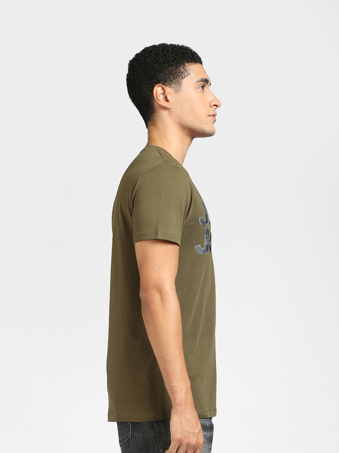 Green Logo Print Crew Neck T-shirt