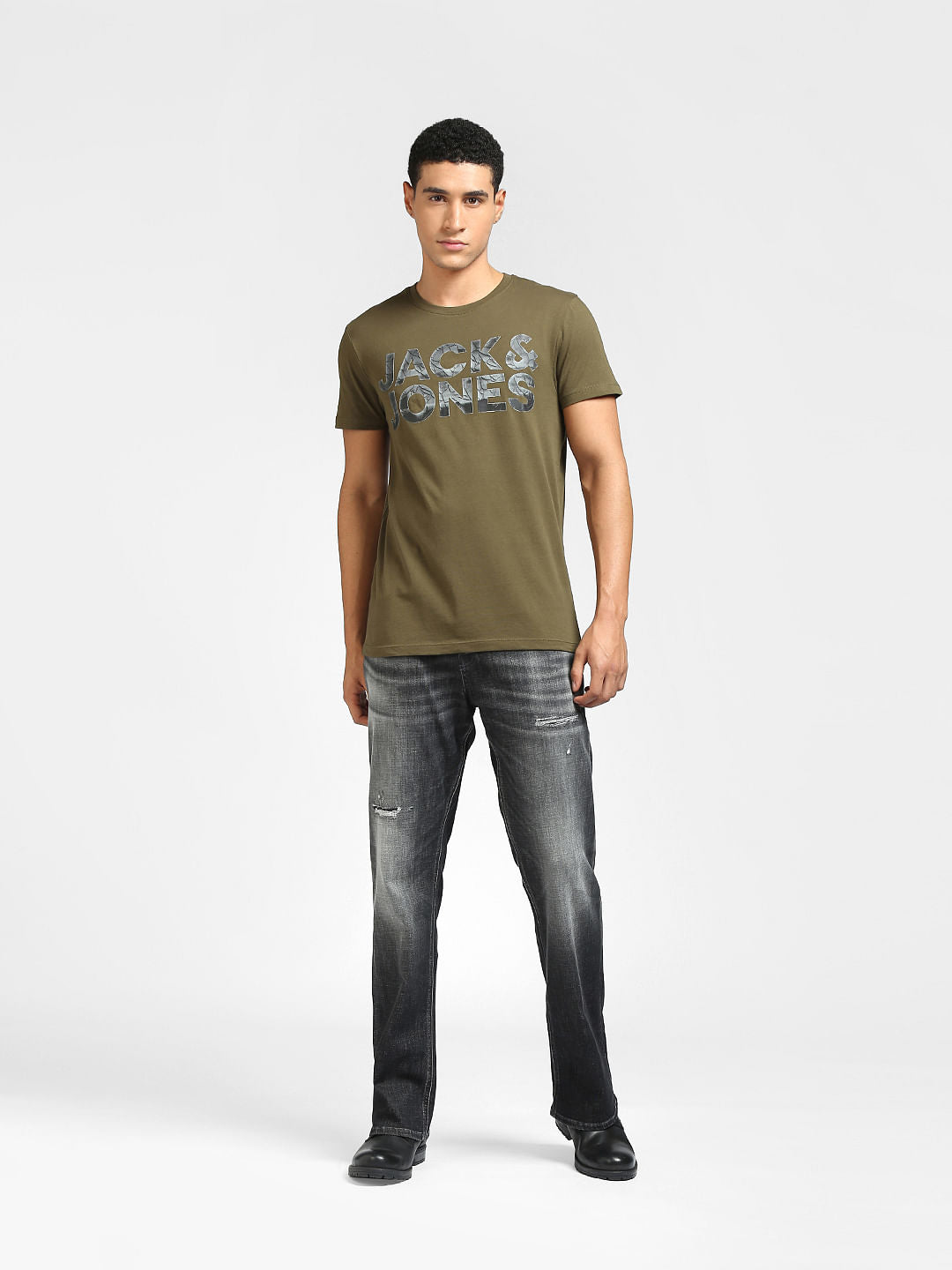 Green Logo Print Crew Neck T-shirt