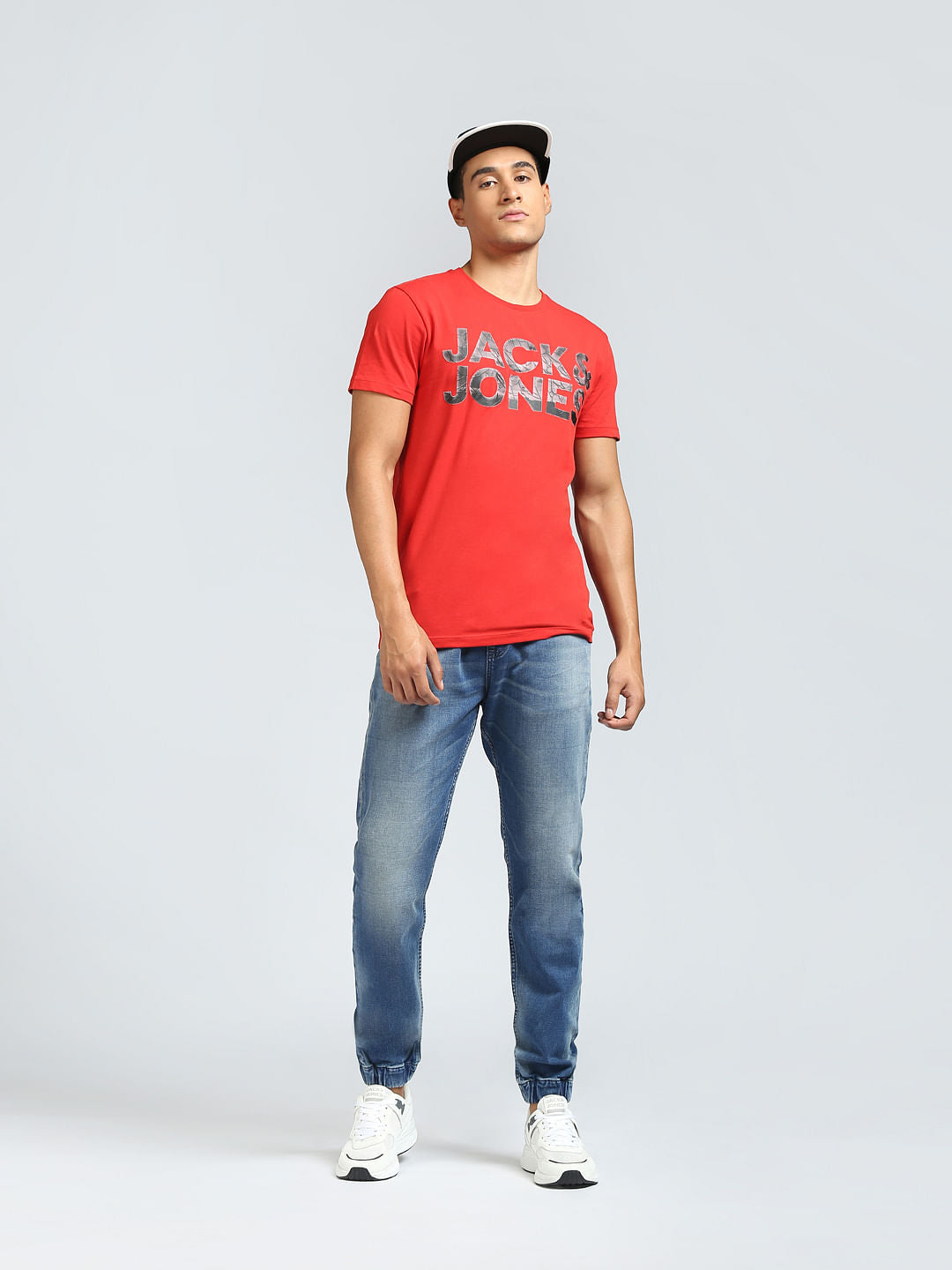 Red Logo Print Crew Neck T-shirt - S
