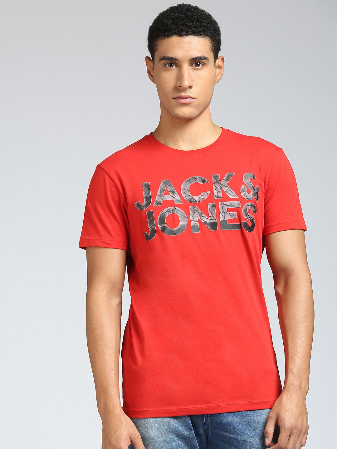 Red Logo Print Crew Neck T-shirt