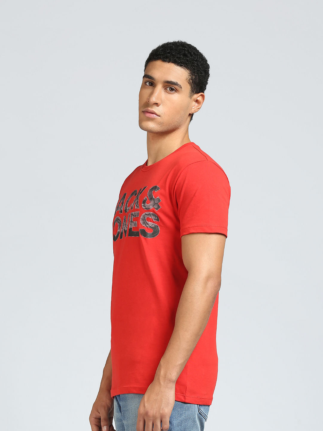 Red Logo Print Crew Neck T-shirt