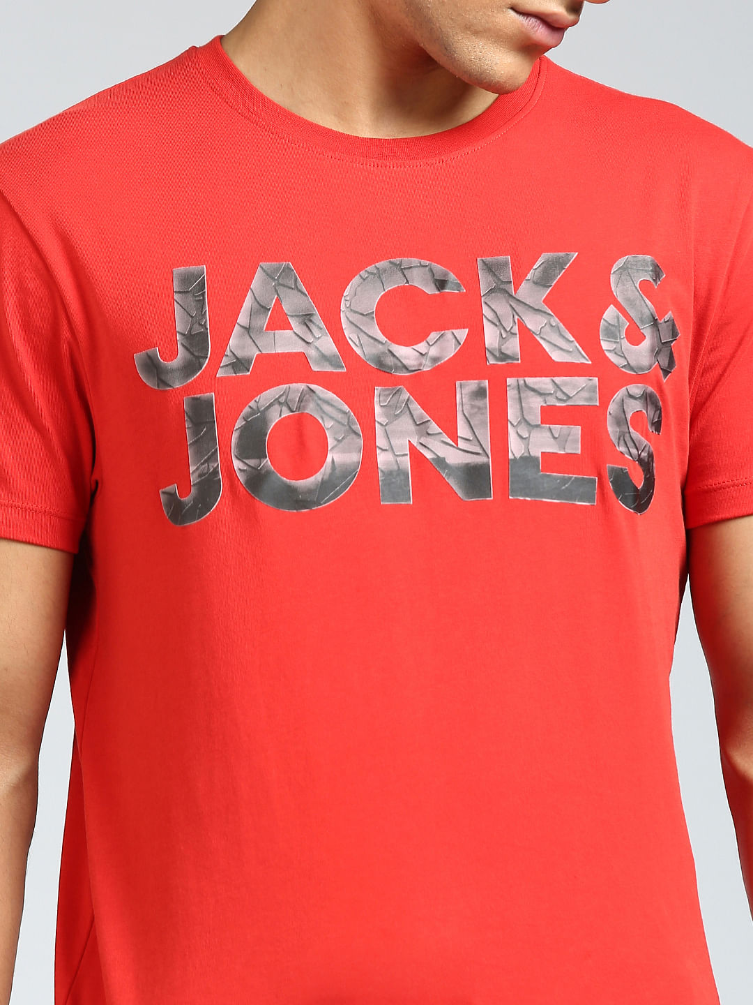 Red Logo Print Crew Neck T-shirt