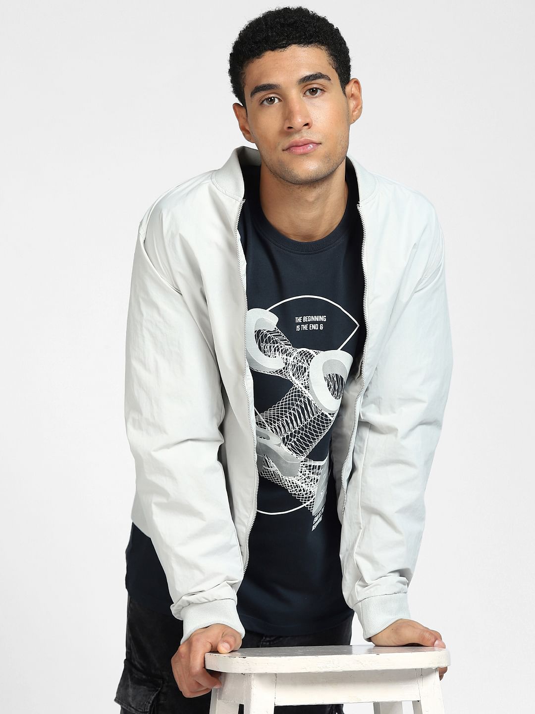 Blue Graphic Print Crew Neck T-shirt - S