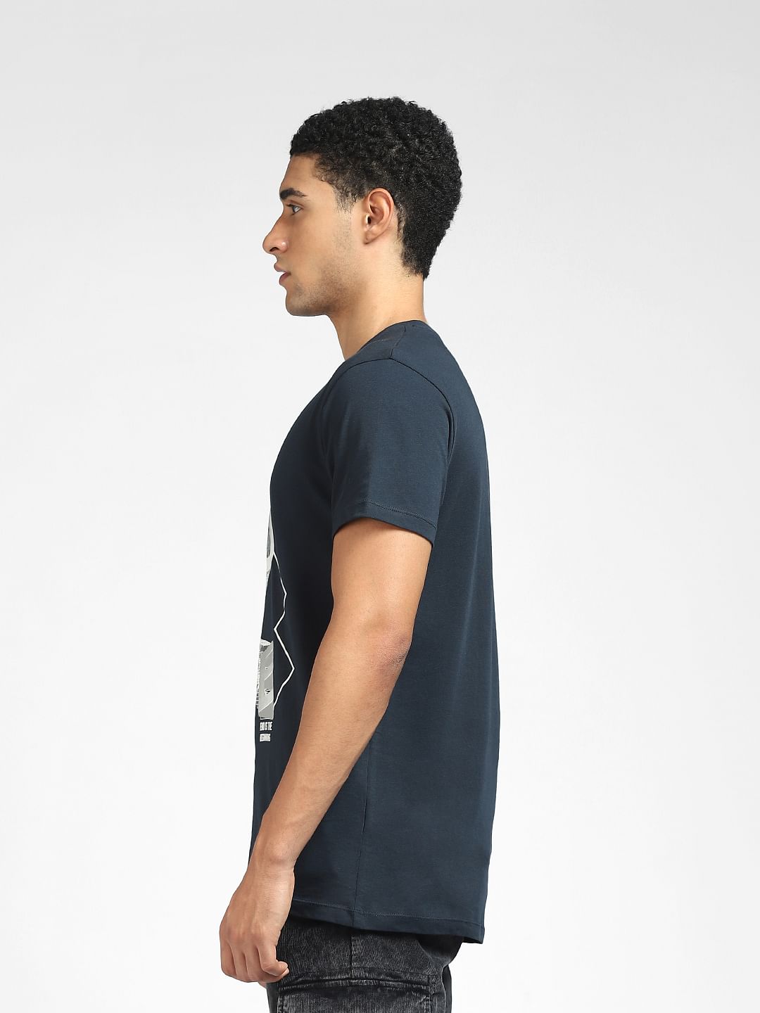 Blue Graphic Print Crew Neck T-shirt
