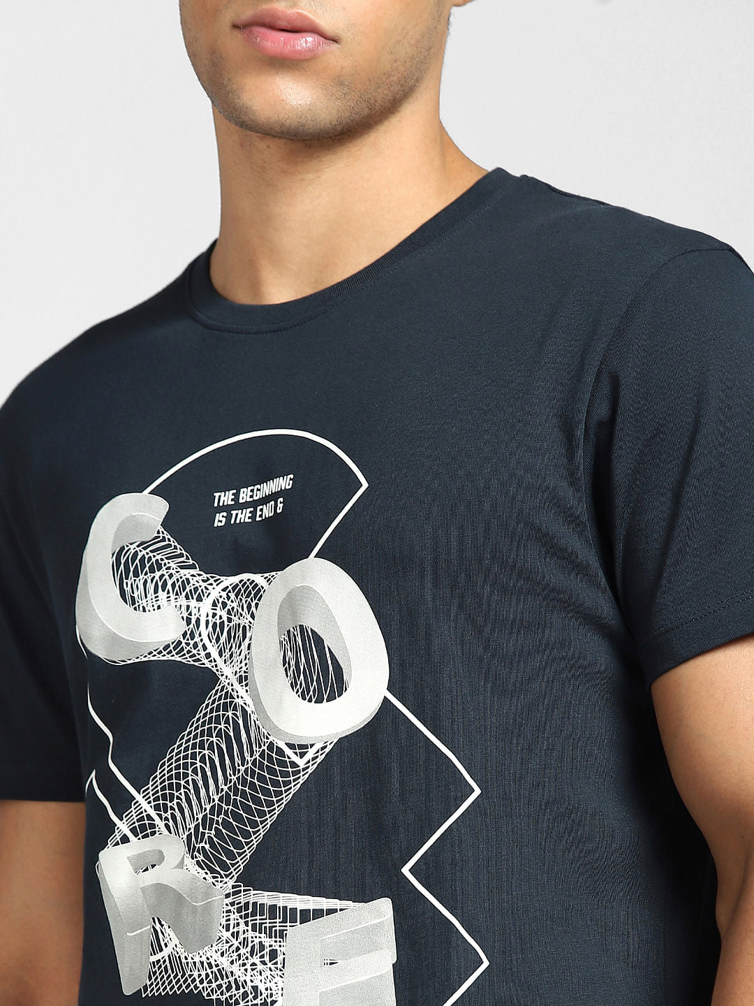 Blue Graphic Print Crew Neck T-shirt