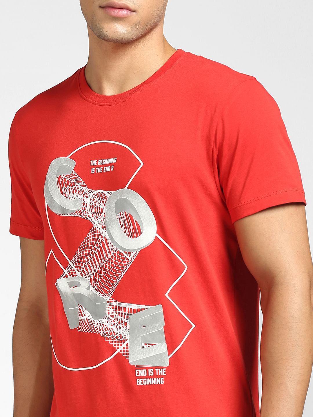 Red Graphic Print Crew Neck T-shirt