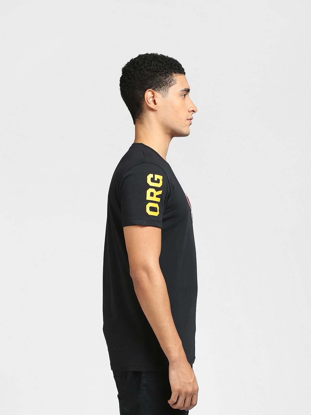 Black Colourblocked Crew Neck T-shirt