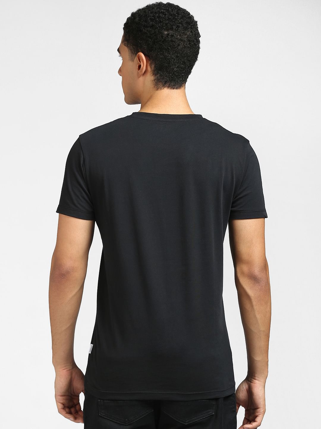 Black Colourblocked Crew Neck T-shirt