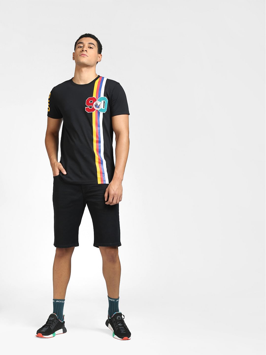 Black Colourblocked Crew Neck T-shirt