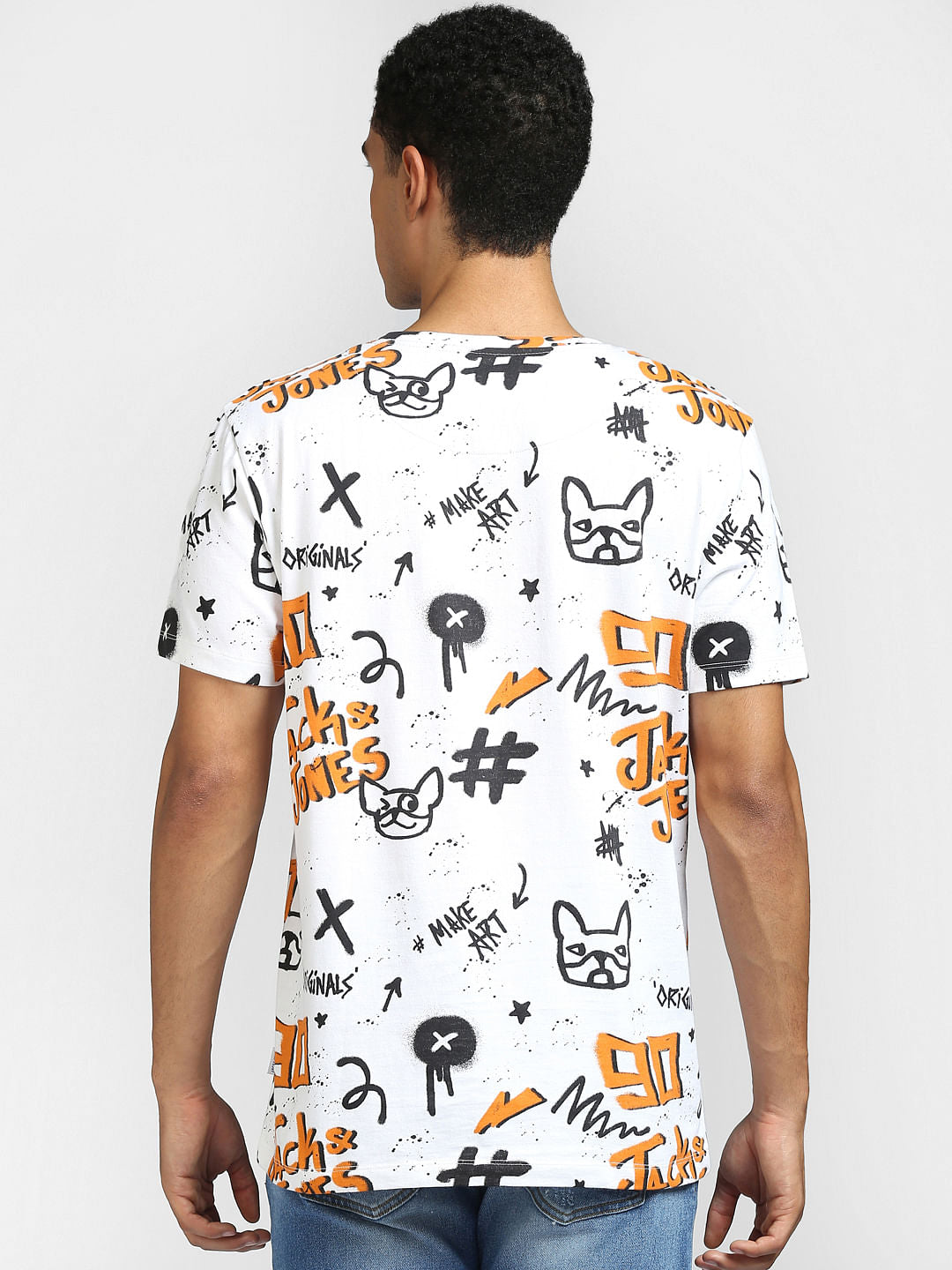 White Graphic Print Crew Neck T-shirt