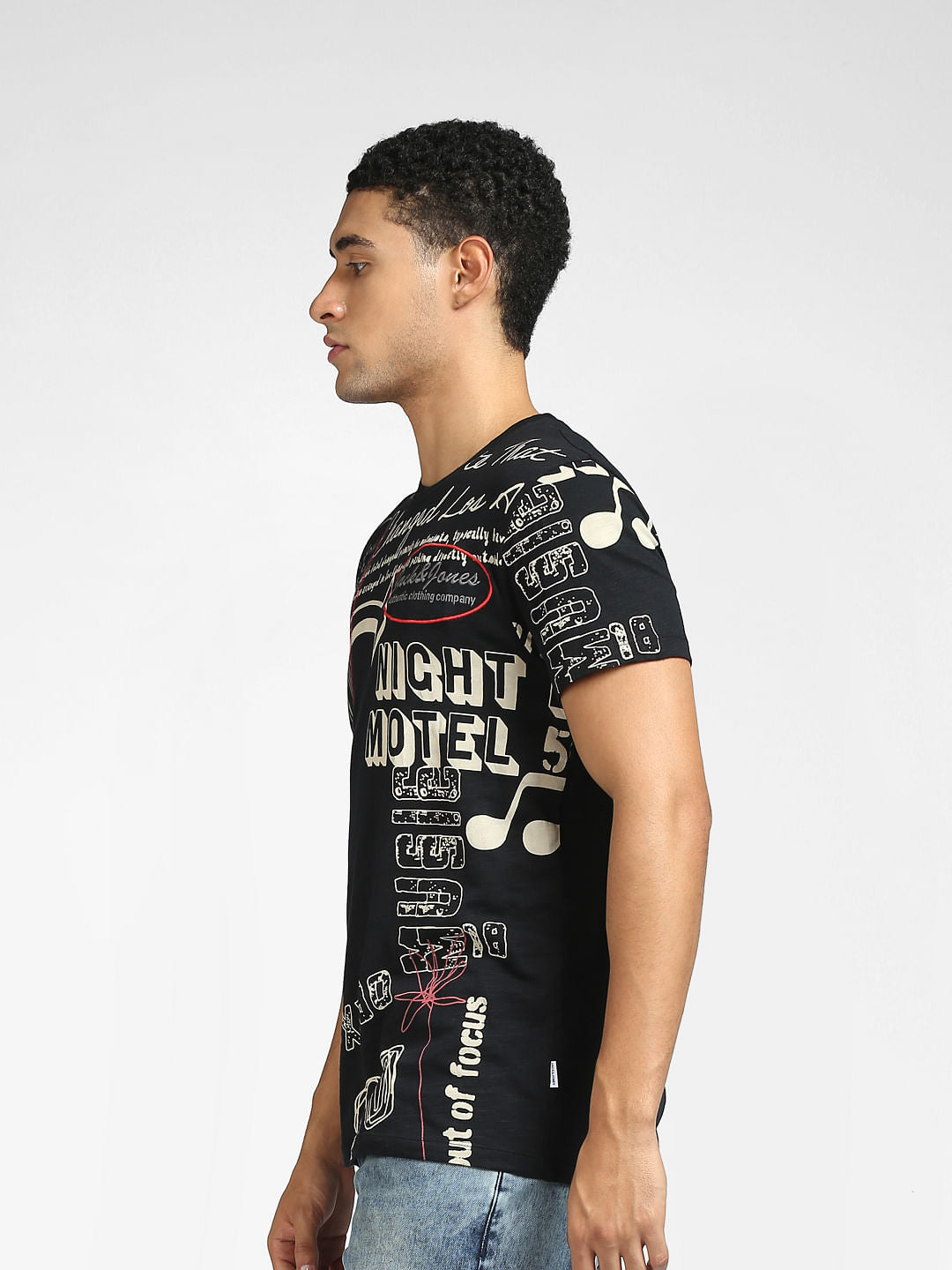 Black Graphic Print Crew Neck T-shirt
